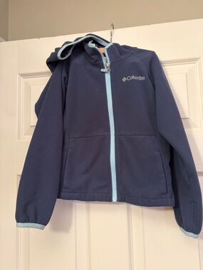 Columbia Navy Fleece Hoodie with Light Blue Trim - Kids